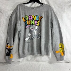 Vintage Warner‎ Brothers Looney Tunes Gray Sweatshirt size XL Girls